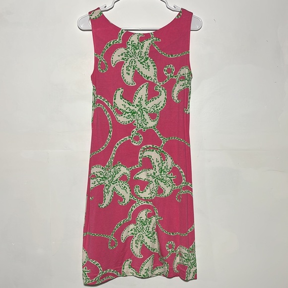 Lilly Pulitzer Pink Green Starfish Print Silk/ Cotton Dress Size M - Picture 5 of 5